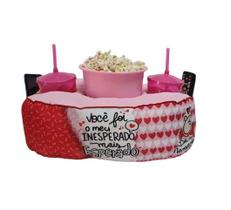 Almofada Com Bolso Porta Pipoca Balde + Copos Dia dos Namorados