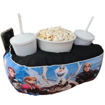 Almofada Com Bolso Porta Pipoca Balde + Copos Frozen 1