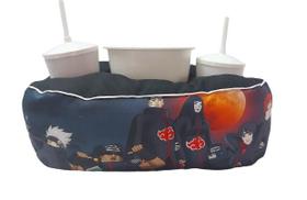 Almofada Com Bolso Porta Pipoca Balde + Copos Naruto Akatsuki