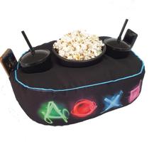 Almofada Com Bolso Porta Pipoca Balde + Copos Playstation Neon