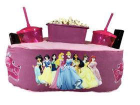 Almofada Com Bolso Porta Pipoca Balde + Copos Princesas Disney