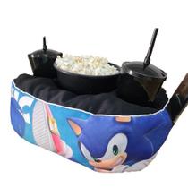 Almofada Com Bolso Porta Pipoca Balde + Copos Sonic 1