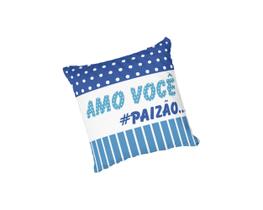 Almofada com Enchimento Dia dos Pais Azul Amo Você Paizão Listras e Poá -20x20cm