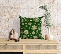 Almofada com enchimento Flocos de Neve Verde