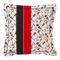 Almofada com Enchimento Music 100% Algodão Percal 150 Fios Vermelho