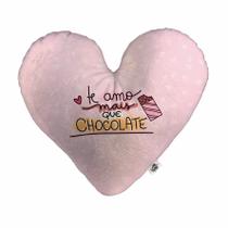 Almofada Coração Pelúcia Te Amo Mais Que Chocolate Namorados Tamanho:G