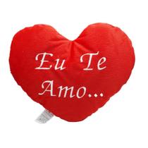 Almofada Coração Pelúcia Vermelho - Eu Te Amo