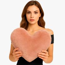 Almofada Coração Rose Pelúcia Pelo Curto Para Decoração Presente Dia Das Mães Namorados Namorada Novadecora