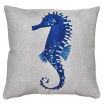 Almofada Coral Estrela Concha Cavalo Timão Âncora Linho 45cm