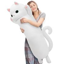 Almofada corporal de pelúcia MaoGolan Long Cat 112 cm White Glow Cat Almofada corporal de pelúcia MaoGolan Long Cat 112 cm White Glow Cat