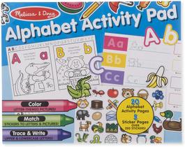 Almofada de adesivo de atividade melissa &amp doug alfabeto para colorir, letras (mais de 250 adesivos)