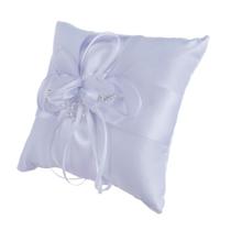 Almofada de aliança de casamento Creative White com laço e pérola