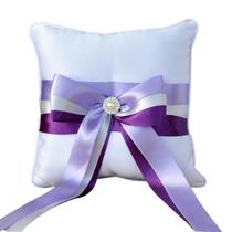 Almofada de aliança de casamento elegante poliéster roxo 20x20cm