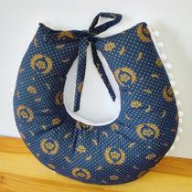 Almofada de Amamentação Bebê Tecido 100% Algodão Estampado com Pompom