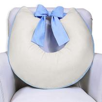 Almofada De amamentação C/ Laço Piquet Palha Com Azul - Laura Baby