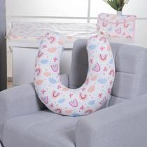 Almofada de Amamentação e Apoio Bebê Grande Firme e Confortável 100 Algodão Estampada Menino e Menina