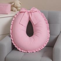 Almofada de Amamentação menina grande com laço e babado rosa