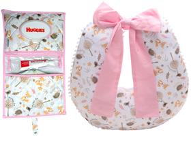 Almofada De Amamentação Menina + Porta Fralda Lenços Organizador