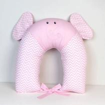 Almofada de Amamentação Para Bebê Savana Elefante Rosa Bordada 01 Peça