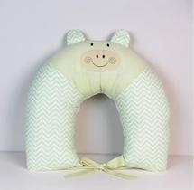 Almofada de Amamentação Para Bebê Savana Hipopótamo Verde Bordada 01 Peça