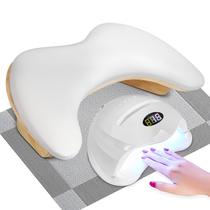 Almofada de apoio de braço para tecnologia de unhas com tapete de mesa de unhas branco