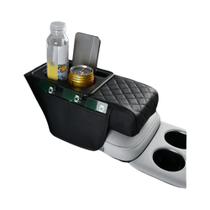 Almofada De Apoio Para Braço De Carro Em Couro PU Com Porta-Copos E Caixa De Armazenamento, Aumenta