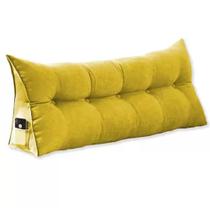 Almofada de Apoio Para Encosto de Cabeceira Mel Casal 140 cm Suede Amarelo - DL Decor
