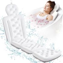 Almofada de banho de corpo inteiro VOXOR para banheira com saco de roupa suja branco Almofada de banho de corpo inteiro VOXOR para banheira com saco de roupa suja branco
