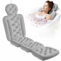 Almofada de banho de corpo inteiro VOXOR para banheira com saco de roupa suja cinza