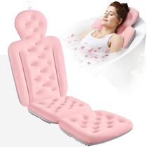 Almofada de banho de corpo inteiro VOXOR rosa com saco de roupa suja 142 x 41 cm Almofada de banho de corpo inteiro VOXOR rosa com saco de roupa suja 142 x 41 cm