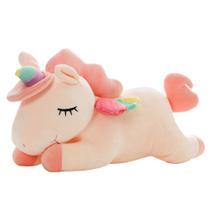 Almofada de bichos de pelúcia hitoshe Unicorn 30 cm para crianças rosa