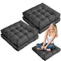 Almofada de chão Jerify, pacote com 4, 55x55x10 cm, cinza cotelê Almofada de chão Jerify, pacote com 4, 55x55x10 cm, cinza cotelê