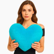 Almofada de Coração Pelúcia Pelo Curto Azul Para Decoração Novadecora Almofada de Coração Pelúcia Pelo Curto Azul Para Decoração Novadecora