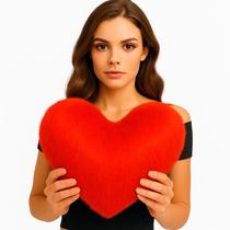 Almofada de Coração Pelúcia Pelo Curto Vermelho Para Decoração Novadecora
