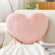 Almofada de Coração Rosa XVTRU - Pelúcia de Coelho Sintético 33x25cm Almofada de Coração Rosa XVTRU - Pelúcia de Coelho Sintético 33x25cm