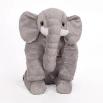 Almofada de Elefante Pelúcia Grande Travesseiro Bebe Antialérgico Cinza