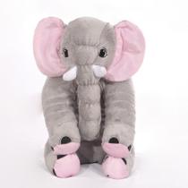 Almofada de Elefante Pelúcia Medio Travesseiro Bebe Antialérgico Rosa - MarcoTex