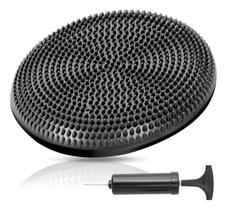 Almofada De Equilíbrio Disco Inflável Fitnes + Bomba Pilates Preto