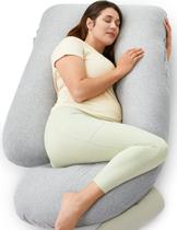 Almofada de gravidez Momcozy em forma de U em forma de U de algodão cinza Hatha Almofada de gravidez Momcozy em forma de U em forma de U de algodão cinza Hatha