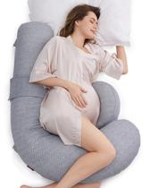 Almofada de gravidez Momcozy Original em forma de F com camada de ar cinza Almofada de gravidez Momcozy Original em forma de F com camada de ar cinza