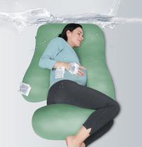 Almofada de gravidez MOON PARK em forma de U, corpo inteiro, 165 cm, verde