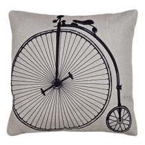 Almofada de Linho Bege Com Refil Bicicleta Retrô 43x43 cm Almofada de Linho Bege Com Refil Bicicleta Retrô 43x43 cm