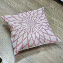 Almofada De Linho Rústico Estampada Geometrias Rosas 45x45