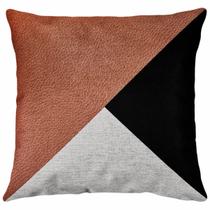 Almofada De Linho Tribal Geometria Terracota Com Preto 43x43