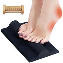 Almofada de maca para alívio da fascite plantar com rolo para pés