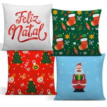 Almofada De Natal Com Zíper 42cm x 42cm Kit Com 04 Peças - Estampa 08