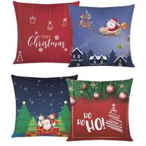 Almofada De Natal Com Zíper 43cm x 43cm Kit Com 04 Peças - Estampa 15