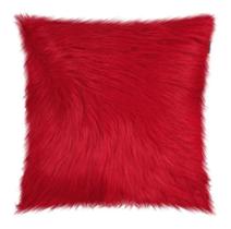 Almofada de Pelo Alto Vermelha Cheia Pelúcia Sintética Decorativa