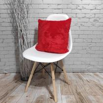 Almofada de Pelo Pelúcia Pelo Curto Luxo Vermelho