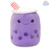 Almofada de pelúcia Athoinsu Purple Grape Boba Tea 50 cm com luz LED Almofada de pelúcia Athoinsu Purple Grape Boba Tea 50 cm com luz LED